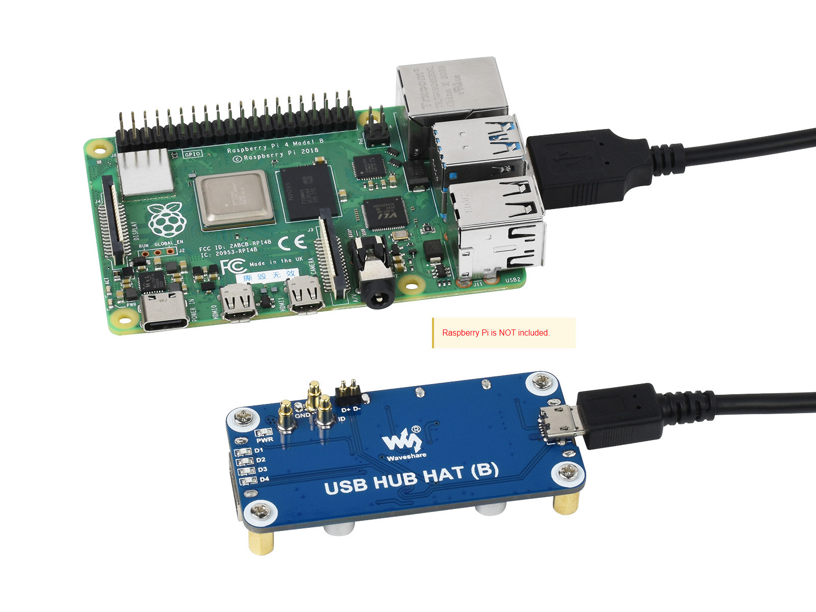 Waveshare USB HUB HAT (B) 4x p - đánh giá và giá Pi Zero