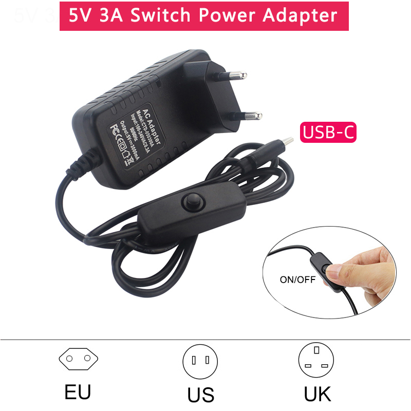 5V 3A Power Supply with ON/OFF - đánh giá và giá Pi Power Supply