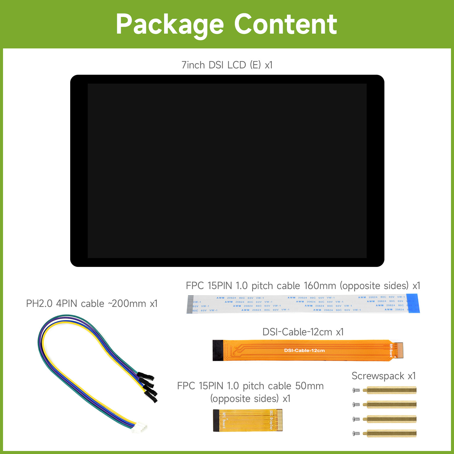 7inch DSI LCD (E) Waveshare Ca - đánh giá và giá Pi Display