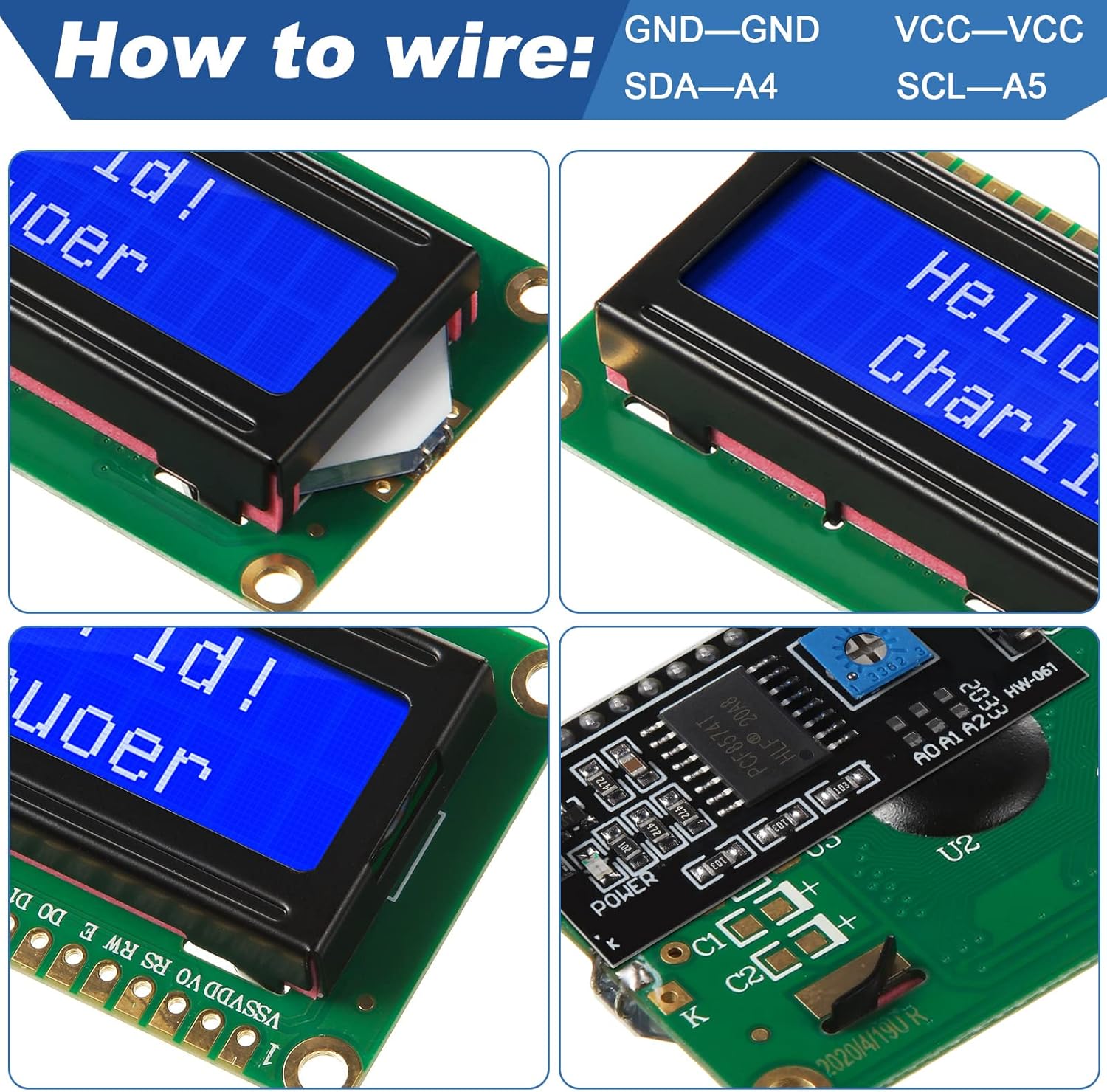 1Set 1602 LCD 20*4 Blue Screen - đánh giá và giá Raspberry Pi 4